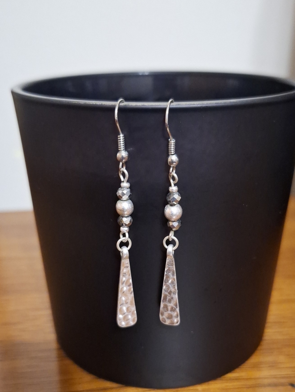 Silver Textured Drop Earrings New